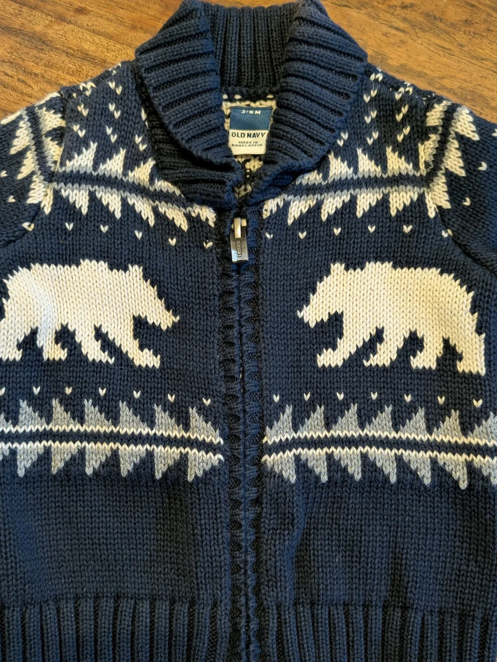 Nordic Boys Navy Fair Isle Knit Zip Cardigan Jacket By Old Navy 3-6months